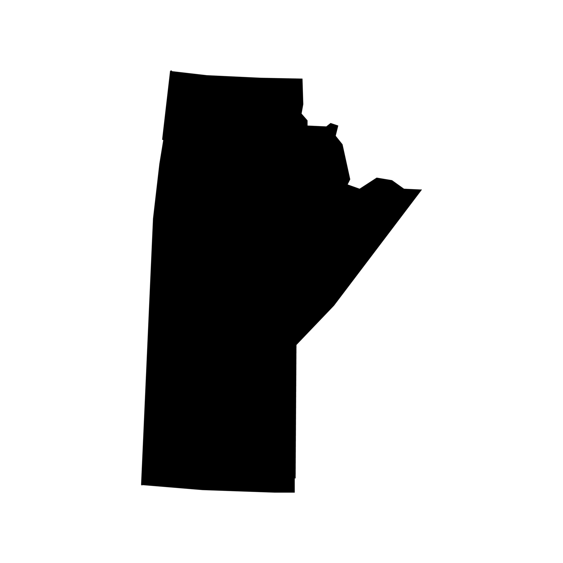 A black silhouette of the state of manitoba
